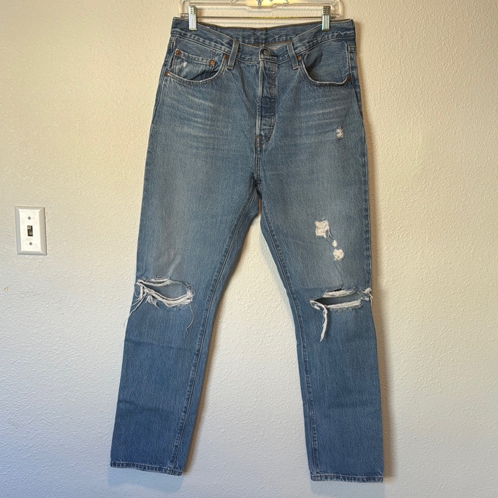 LEVI’S Women's 501 Distressed Blue Jeans